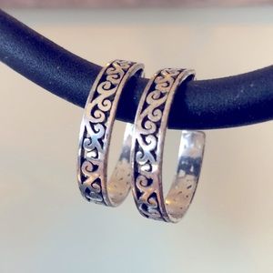 Sterling silver cutout hoop earrings
